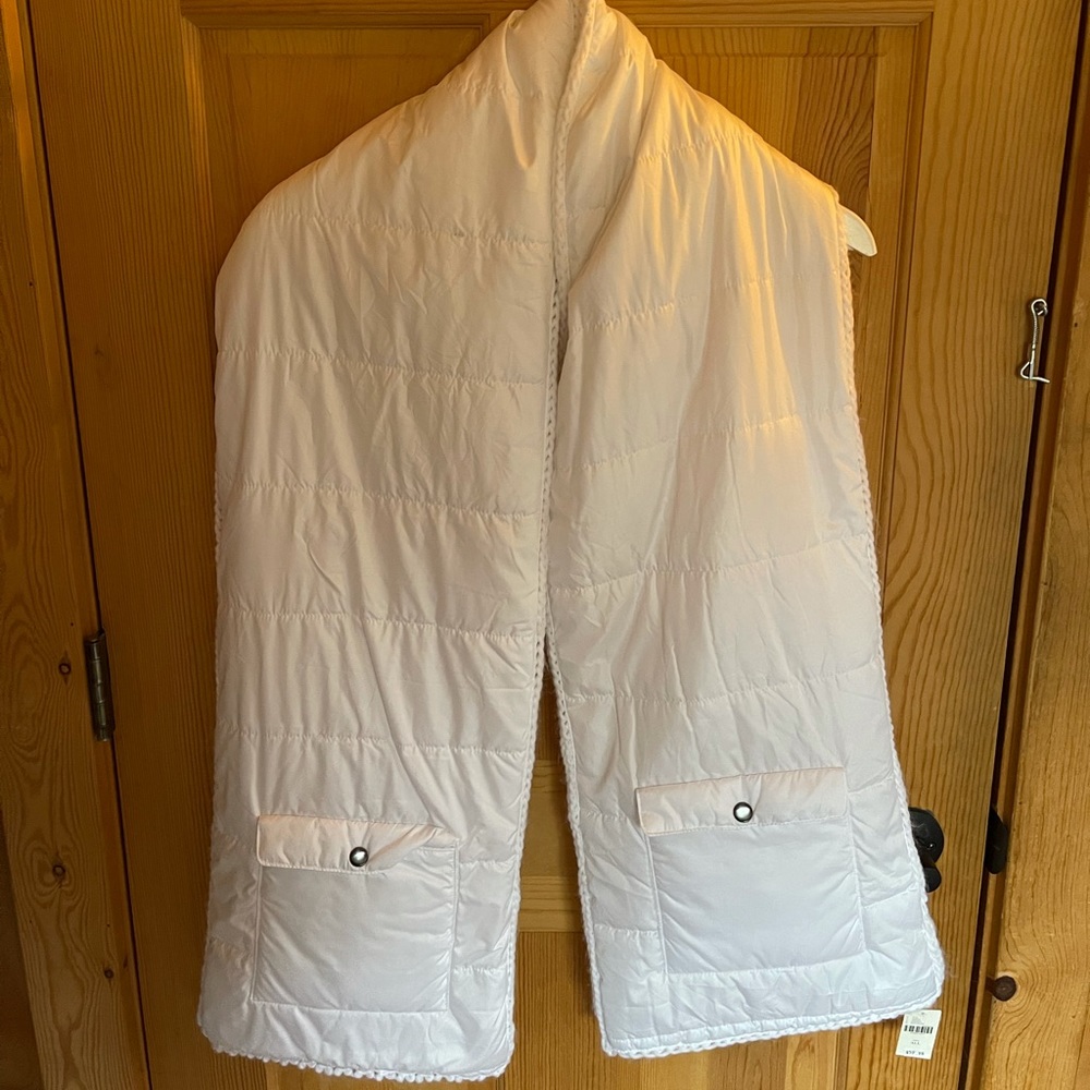 Anthropologie White Scarf Knit and Puffer Style
